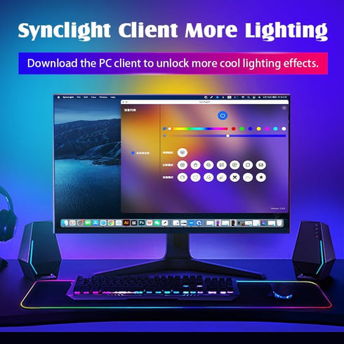 RZJSKJZM (27 inch) Monitor LED Backlights, LED Strip Light Sync with Screen Color/Music, Computer Light Bar Behind
