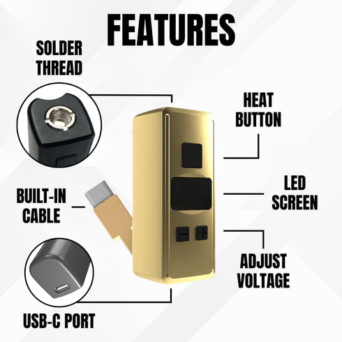 1.5v-4.2v, Mini Rechargeable Soldering Iron Pen, with Built-In USB C Battery Cable, Adjustable Voltage LED Display