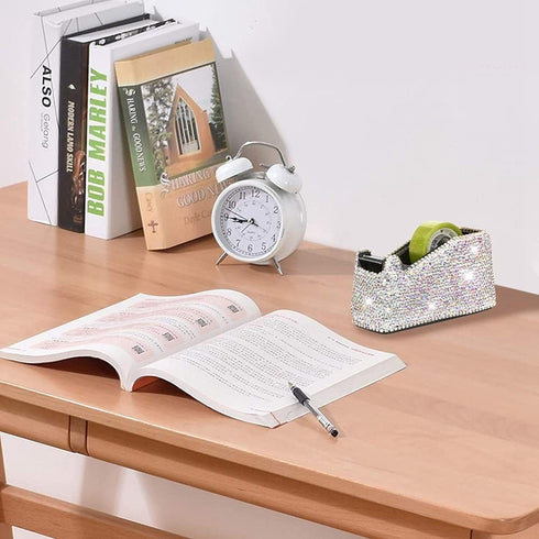 Blueshyhall Bling Bling Crystal Luxury Tape Dispenser - Handmade Diamond Desktop Office Stationery for Women