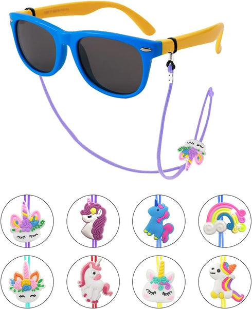 ZXSWEET 8PCS Kids Glasses Strap, Unicorn Rainbow Adjuster Stretchy Eyeglass Strap for Girls and Boys