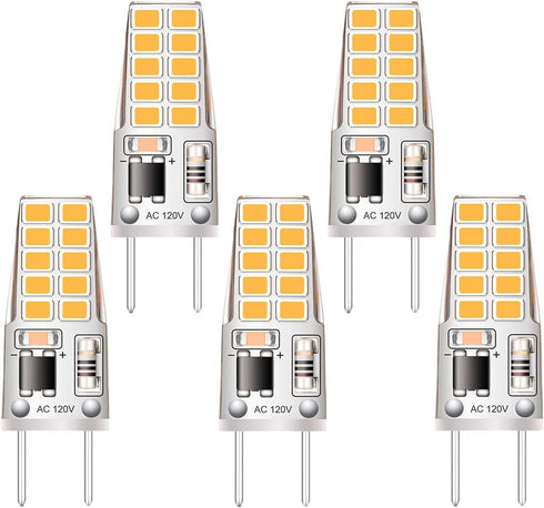 5 Pack G8 LED Bulb, Soft White 2700K, 3W Equivalent to G8 Halogen 35W, Non-Dimmable