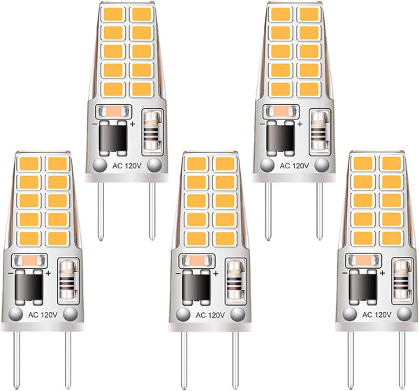 5 Pack G8 LED Bulb, Soft White 2700K, 3W Equivalent to G8 Halogen 35W, Non-Dimmable