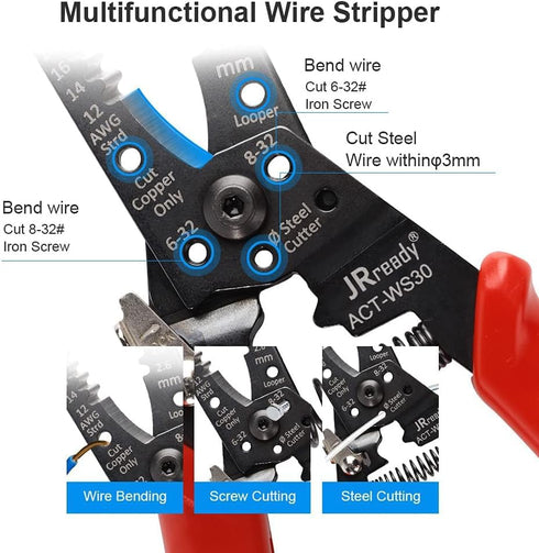 JRready Wire Accessory Tool, Electronic System Connector Application Tool, Multi-Function Precise Stripper