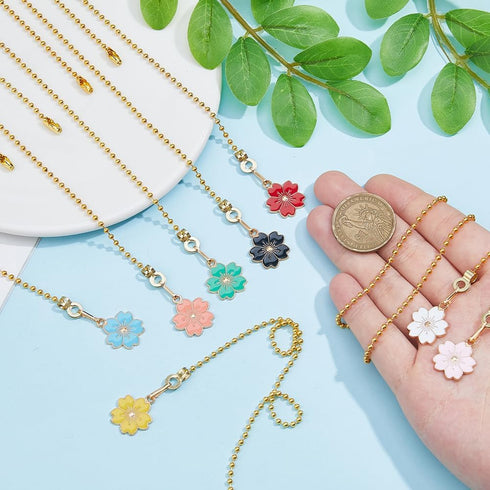 8Pcs 8 17.5 Inch DICOSMETIC Ceiling Fan Pull Chain Extension Colors Enamel Flower Charm Light Pull Chain Adjustable