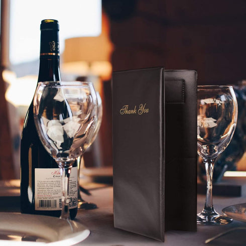 12 Pack Lyellfe Restaurant Check Presenters, Guest Check Card Holder, PVC Leather Check Presenters for Servers, Black