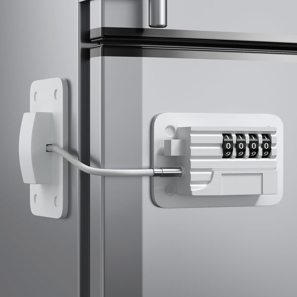 Upgraded Fridge Lock, Combination Refrigerator Lock for Child Safety, Freezer Lock with Code, White
