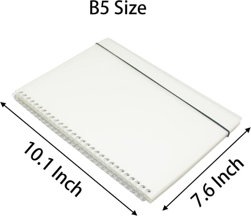 Yansanido Spiral Notebook, 4 Pcs 10.1 Inch x 7.6 Inch B5 Thick Plastic Translucent Frosting Hardcover Dot Paper 80 Sheets -160 Pages Journals for Study and Notes (B5 7.3"X 10"-Dot Grid 4pcs) by Yansanido