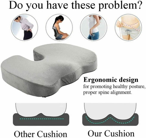 AK TRADING CO. 100% Tailbone Premium Comfort Seat Cushion - Non-Slip Orthopedic Memory Foam Coccyx Cushion for Pain