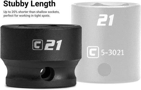 Capri Tools 3/4 in. Stubby Impact Socket, 1/2 in. Drive, 6-Point, SAE Socket