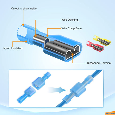 Nilight 400 Pcs Electrical Insulated Wire Crimp Terminals Kit, Male and Female Spade Connectors Assortment, 2 Years