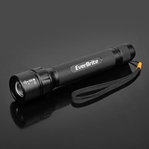 EverBrite Ultra Bright Tactical Flashlight, 600 Lumen Zoomable Adjustable Focus, 4 Light Modes, Heavy-Duty Aluminum Flashlight for Hurricane Supplies Camping, 3C Alkaline Batteries Included by EverBrite