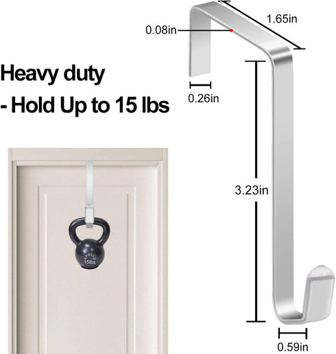 12 Pcs Sturdy Metal Over the Door Hooks - Door Hanger Hooks for Hanging Clothes, Towels, Purses, 15 Lbs Capacity