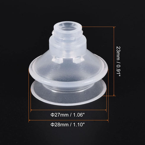 PATIKIL Vacuum Suction Cup, 1 Pack Silicone Rubber 4mm ID x 27mm OD Pneumatic Bellows Sucker Pad with Gasket for Industry, Clear