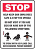 Accuform Safety Sign "Stop - Help Keep Our Employees Safe", Adhesive Vinyl, 10" X 7"