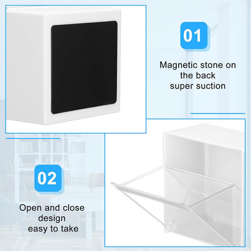 Soaoo 4 Pcs Pegboard Bins, Square Plastic Bins with Lids, Wall Mount White Magnetic Containers for Organizing