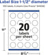 Avery Durable Waterproof Round Labels - Sure Feed Technology, Print-to-The-Edge, 1.5" Diameter, 100 Total, Oil and