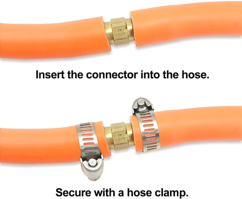 3pcs 3/8"(10mm) Hose Repair Kit, Brass Barb Fitting Watertight Straight Hose Connector with 6 Stainless Steel Clamps