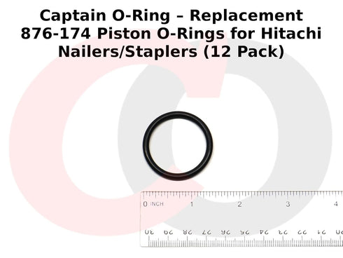 Captain O-Ring, Replacement 876-174 Piston O-Rings for Select Hitachi Nailers/Staplers, 12 Pack