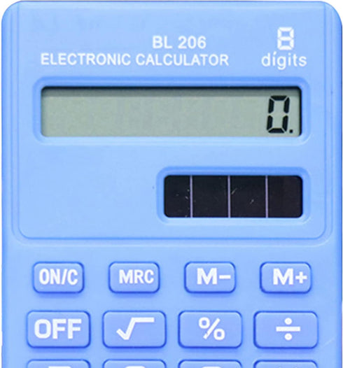 Blue Basic Standard Mini Digital Desktop Calculator with 8-Digit LCD Display, Battery Solar Power for Home Office