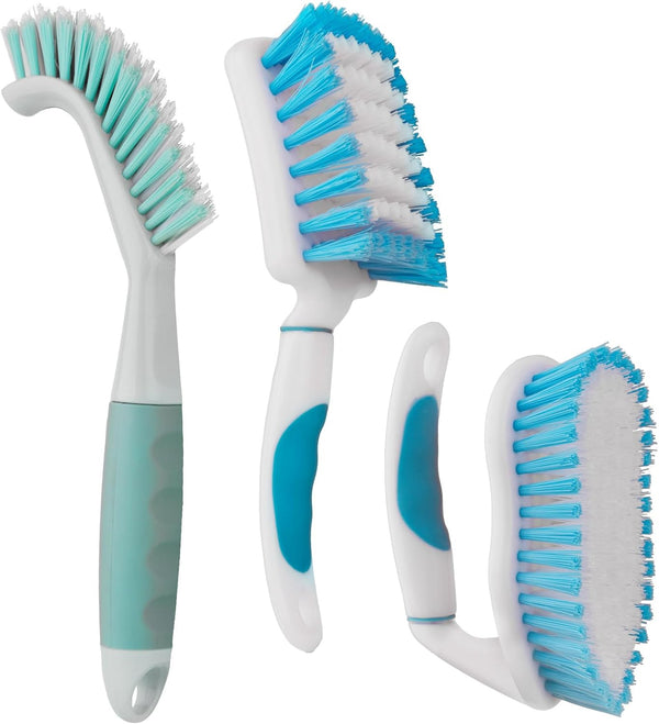 3 Pack Scrub Brush Set, Heavy-Duty Scrub Scrubbing Brushes for Cleaning, Grout