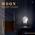 4-inch 3D Hortsun Moon Craft Moon Night Light, Plug in Wall Mounted Bedside Lamp, Cool White LED, Space Themed Bedroom