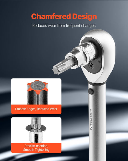 Set, 60-Piece T6-T70, TT6-TT70, TP8-TP60, E4-E24, S2 1/4 3/8 1/2 VEVOR Torx Bit Socket and External Torx Socket Alloy
