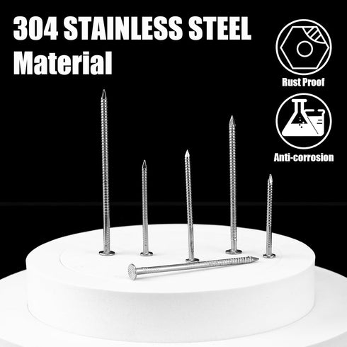 2 Pound Box of Siding Nails, Rust Resistant 304 Stainless Steel Nails for Redwood, Cedar Wood, Decking, Roof Slating