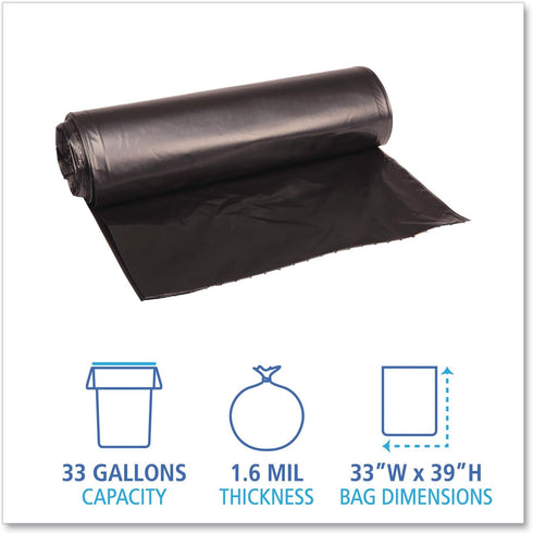 520 33x39, 1.6 33gal, 10 10RL/CT Boardwalk Super Extra-Heavy Repro Can Liner, Mil, Blk, BG/RL