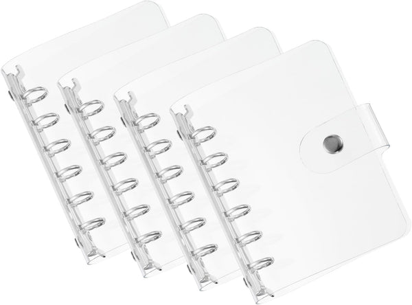 PATIKIL A7 Clear Binder Cover - 4Pcs Soft PVC Loose Leaf Binder Protector with Snap Button Closure, 6 Ring for DIY