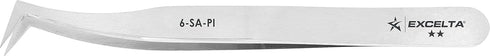 Excelta 6-SA-PI Tweezers, Flat Sharp Point, Angulated, Two Star, Anti-Mag. SS, 4.5" Length