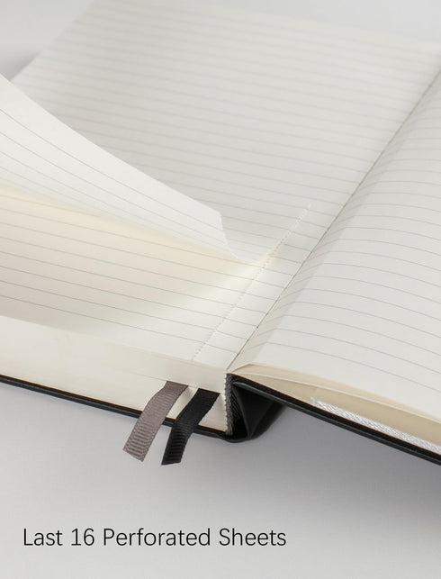 Thick College Ruled Notebook - 366 Numbered Pages, A5 Journals for Writing with 100GSM Lined Paper, Hardcover Leather