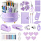 suniya Office Supplies,Purple Desk Accessories,Desk Organizer,Stapler,Tape Dispenser,Folding Phone Stand,Scissors,Notebook,Staple Remover,Staples,Clear Tape,Sticky Notes,Clips,Cool Pen,Bookmark,Ect.22pcs