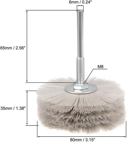 uxcell Nylon Wheel Brush with 1000 Grits Abrasive Grinding Head, 6mm Threaded Shank
