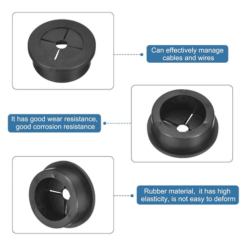 uxcell 4 Pcs Cable Cord Grommet - 1-1/8 Inch Desk Grommet, Flexible Rubber Wire Hole Cover for Office Computer Desk