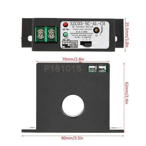 Walfront AC Current Switch SZC03-NC-AL-CH Adjustable Current Sensing Switch for Flash Buzzer Relay and Single-Chip AC