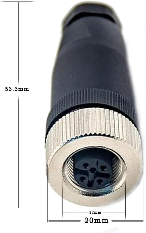 2 Pcs M12 Connector 4 pin Female D Code Straight Unshielded Screw-joint, Field Assembly Wireable Connector Straight Male Assemble Type Plug Unshiled IP67 Industrial Sensor Plug Adapter