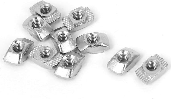 2020 Series 50-Pack M3 T-Nuts, Carbon Steel Nickel-Plated Half Round Roll in Sliding T Slot Nut