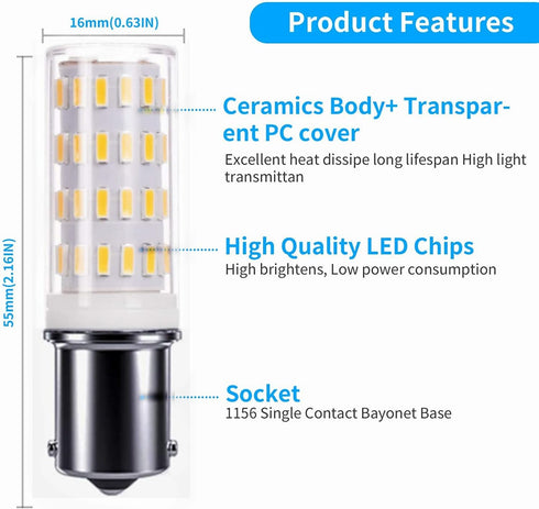 Ba15s 1156 1141 S8 12V-24V Led Bulbs, 5Watt Low Voltage Bayonet Single Contact, 500Lm Warm White 3000K, for RV, Outdoor Landscape Lighting and Camper, Boat Lights. (Pack of 2) by PYRJIN