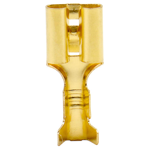 Baomain 100-Pack 1/4 inch Female Spade Quick Splice Crimp Terminals, 6.3mm Non Insulated Connector