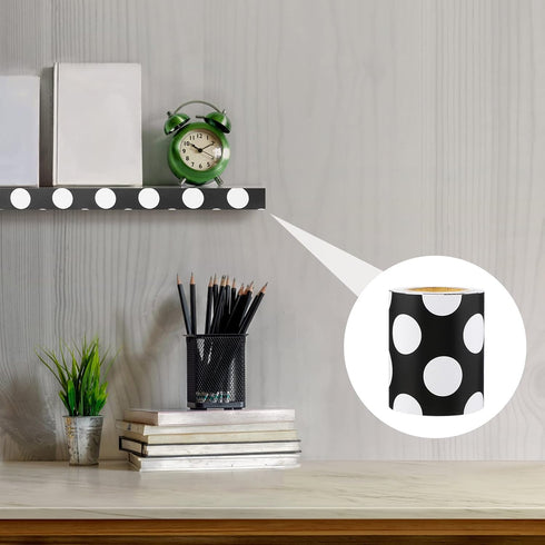 Ciieeo Work Desk Decor, 5M Black and White Dot Bulletin Board Borders for Wall Art Decor