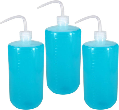 3Pcs 1000ml(33oz) Plastic Safety Lab Wash Bottle, Plastic Squeeze Bottle with Scale Labels and Narrow Mouth, Watering Bottle for Chemistry, Industry, Lab & Gardening(LDPE) by Belinlen