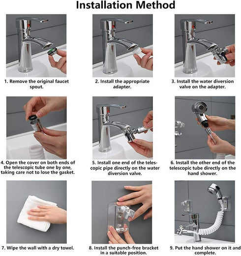 Bath(01) Shower Head Sink-Faucet Bathtub-Bathroom-Garden - Hose Sprayer Attachment for Hair Washing & Pet Dog Rinse
