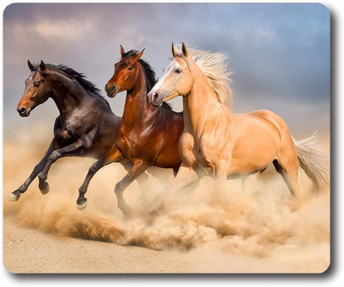 Mouse Pad with Group of Horses Galloping in Sand, Non-Slip Rubber Computer Mousemat