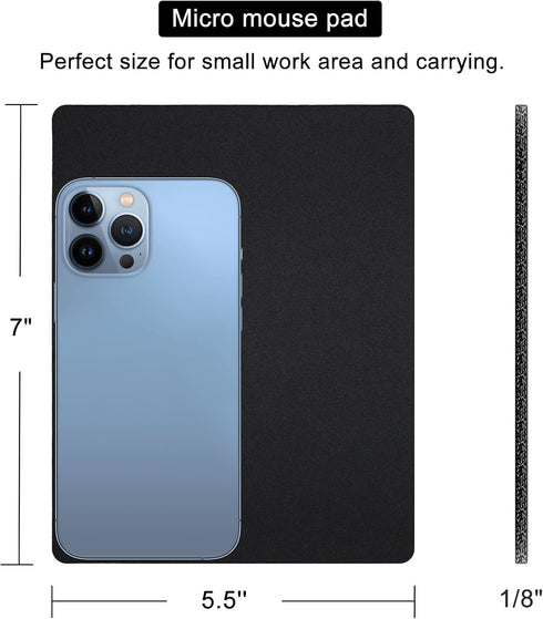 Cyanbone 5.5 7 Inches Small Mouse Pad Black, Mini Mouse Pads for Wireless Mouse and Laptop Computer, Portable Mousepad