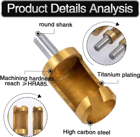 4pcs Wood Plug Hole Titanium Coated Cutter Drill Bits Set - 1/4" 3/8" 1/2" 5/8" Cutting Dowel Power Woodworking