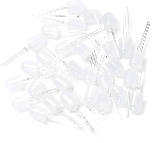 CHANZON 50 pcs 10mm RGB Multicolor Diffused LED Diode Lights Common Cathode (Frosted Round 3 Color) for Electronics
