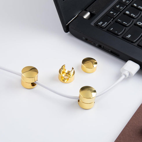 CustomyLife 3Pcs 2-in-1 Cable Anchors for Desk, Gun Metal Cord Anchors Holder Aluminum Wire Organizers Adhesive