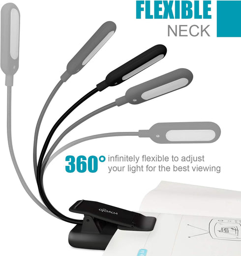 VAVOFO Rechargeable Reading Light, 7 LEDs with 9 Color Temperatures, Clip On Book Light for Reading