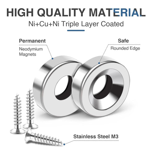 MIKEDE 50Pcs Strong Neodymium Magnets, Small Round Magnets with Hole for Locker, Tool Storage, and Crafts