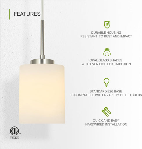 60W E26 120V Dimmable, Bulbs ASD Single Mini-Pendant Ceiling Light Fixture | Socket | LED/CFL/Incandescent Compatible